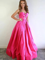 Sloane | Chic A-line Sweetheart Fuchsia Prom Dresses Satin Prom Dress Evening Dress by KissProm