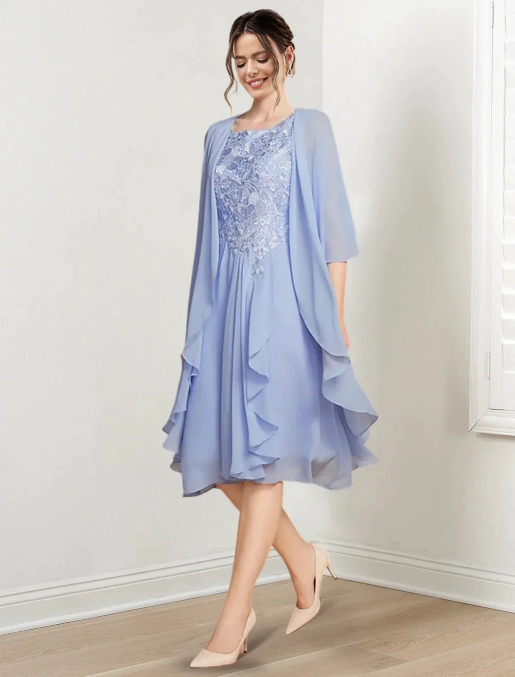 A-Line/Princess Scoop Knee-Length Mother of the Bride Dresses by Dreamylily