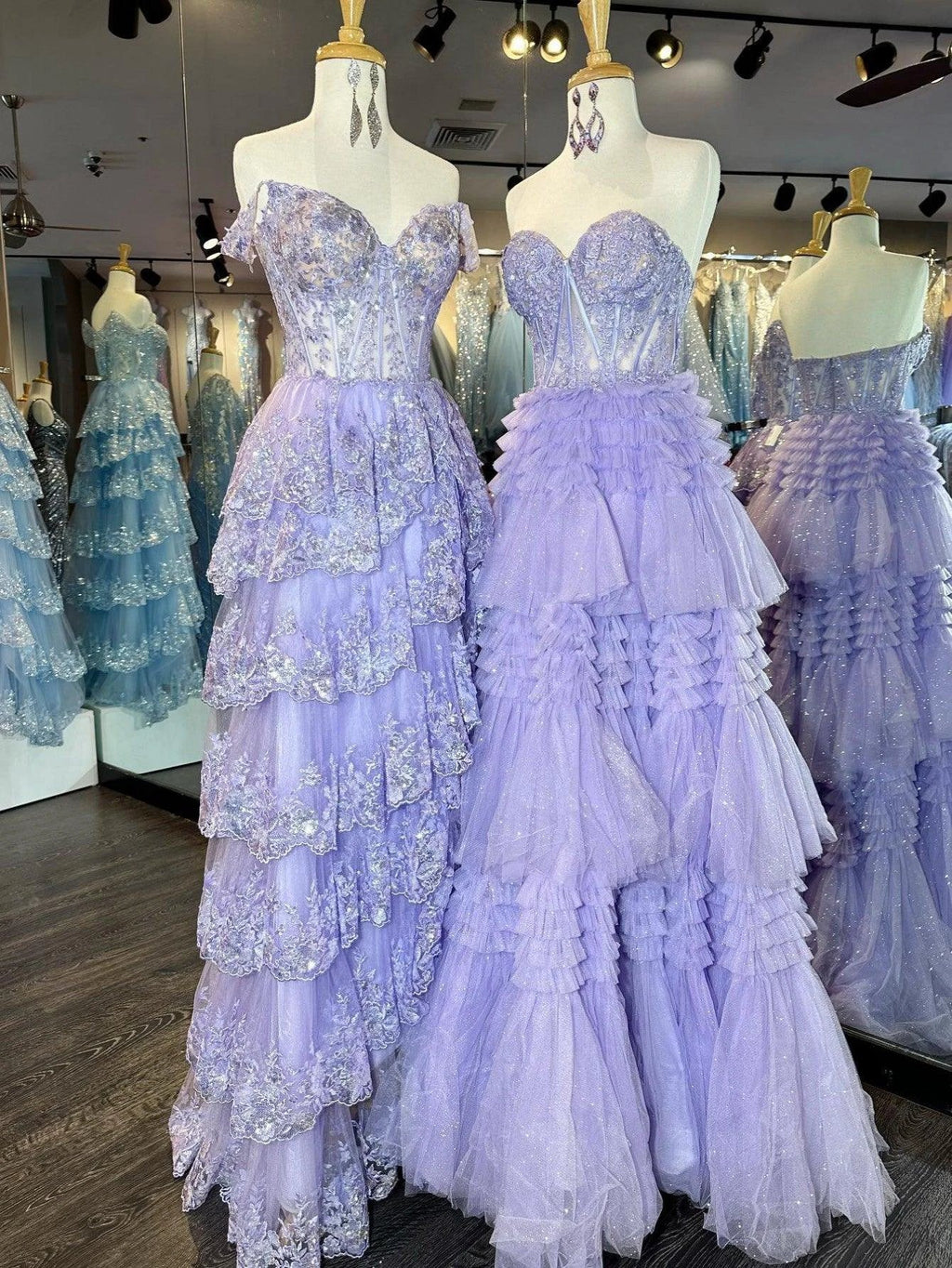 Adelyn |A-Line Sweetheart Tiered Long Tulle Prom Dress by KissProm
