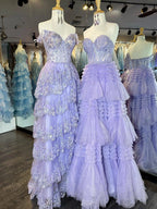 Adelyn |A-Line Sweetheart Tiered Long Tulle Prom Dress by KissProm