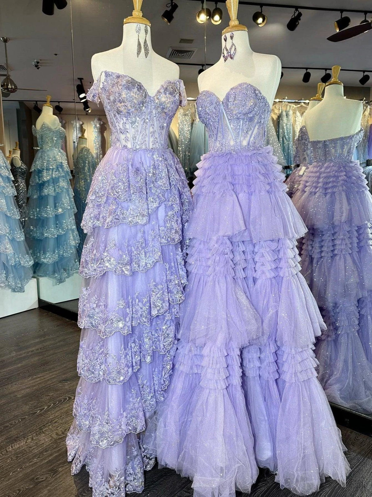 Adelyn |A-Line Sweetheart Tiered Long Tulle Prom Dress by KissProm