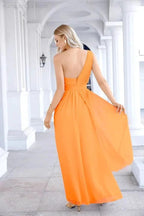 Ladies Chiffon One Shoulder Bridesmaid Evening Dress Wedding Party Evening Dress 28133 by numbersea