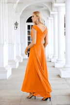 Ladies Chiffon V Neck Sleeveless Floor Length Bridesmaid Evening Dress Wedding Party Evening Dress 28126 by numbersea