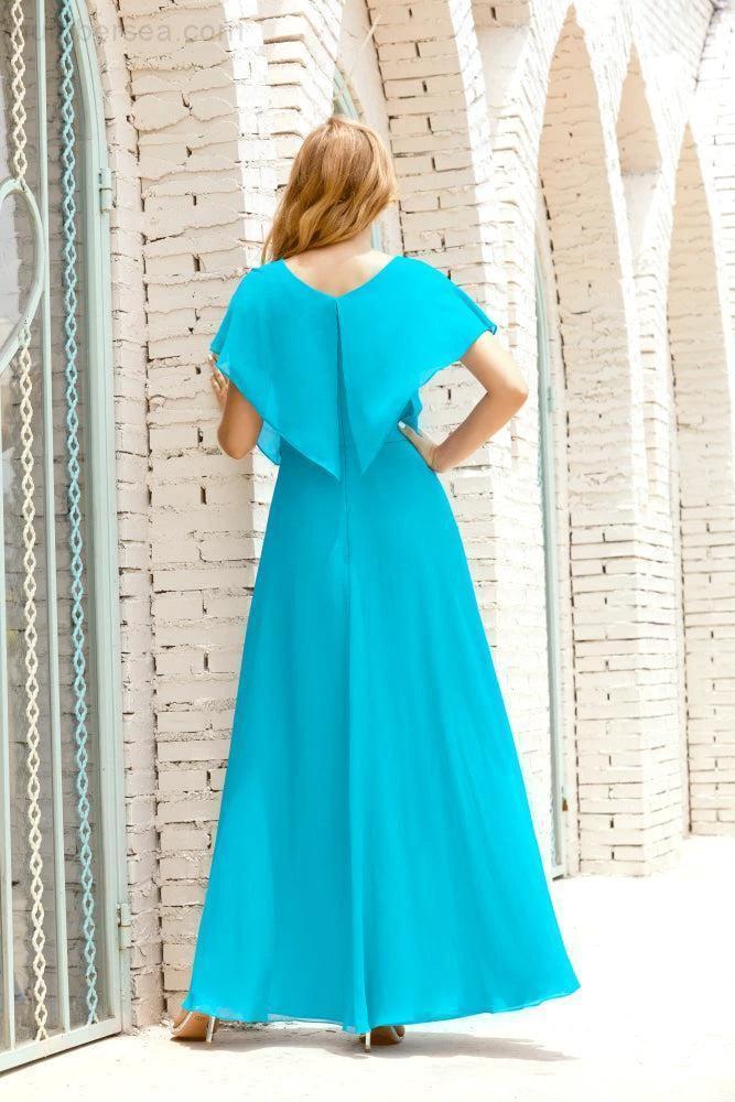 Numbersea Mother of The Bride Dresses Plus Size V-Neck Floor Length Formal Prom Dress for Wedding Guest 28020 by numbersea