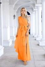 Ladies Chiffon One Shoulder Bridesmaid Evening Dress Wedding Party Evening Dress 28133 by numbersea
