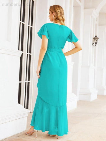 Numbersea Ruffled Bridesmaid Dresses Mermaid Formal Violin Evening Party Prom Gowns 28042