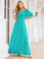 Numbersea Bridesmaid Dresses for Wedding Formal Evening Party Prom Gown with Cape 28050