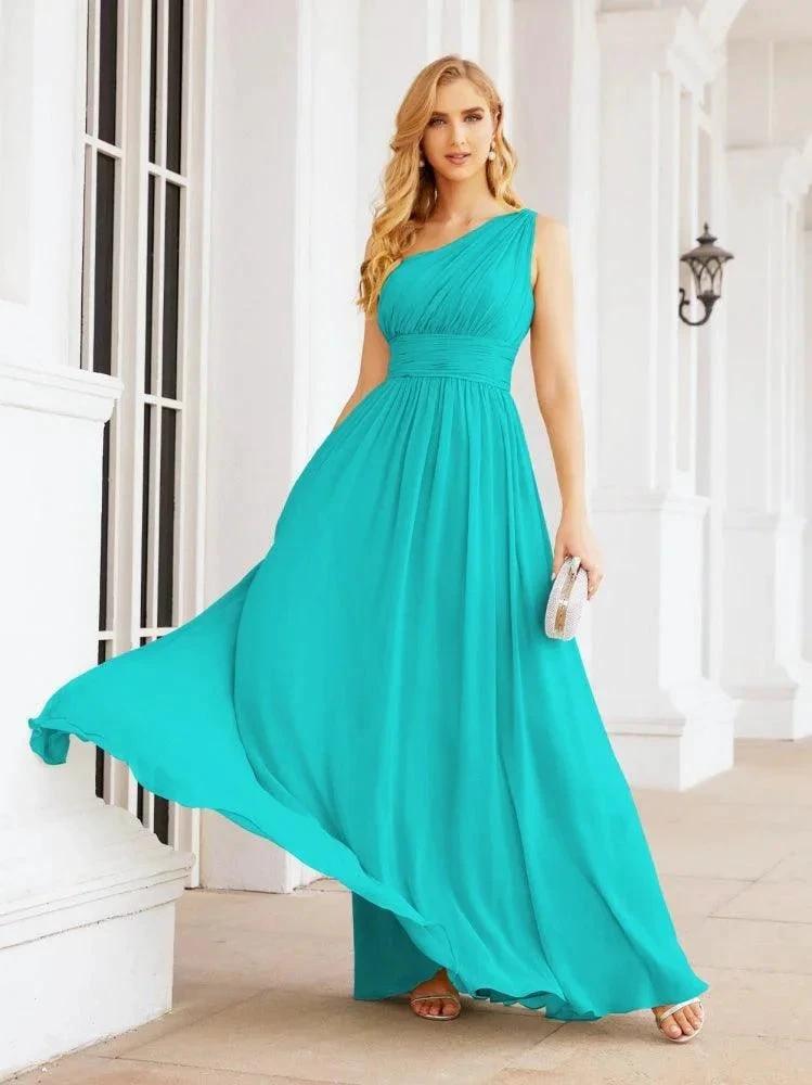 Numbersea One Shoulder Bridesmaid Dresses Long Maxi Formal Evening Party Prom Gowns 28061 by numbersea