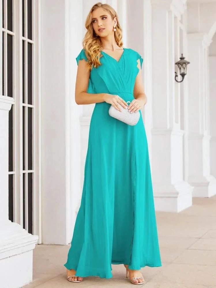 Sunnderly Bridesmaid Dresses Cape Formal Prom Dress Open Back Gowns for Mother of The Bride SY28058 by numbersea