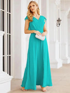 Sunnderly Bridesmaid Dresses Cape Formal Prom Dress Open Back Gowns for Mother of The Bride SY28058 by numbersea
