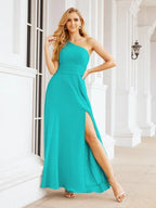 Numbersea One Shoulder Bridesmaid Dresses Long Formal Prom Gowns 28048