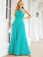 Numbersea Abiti da damigella incrociati con collo all'americana per festa, matrimonio, sera, ballo di fine anno, abiti lunghi da ballo 28053