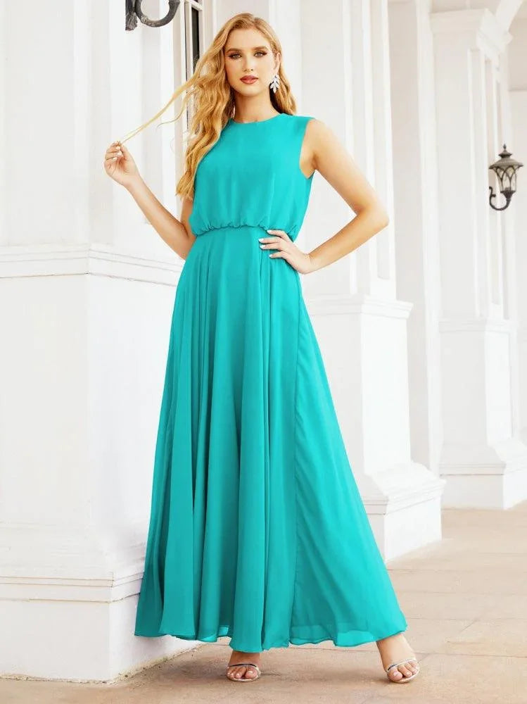 Numbersea Sleeveless Long Bridesmaid Dress A line Formal Evening Prom Gown 28025