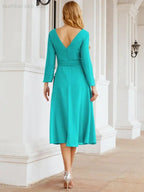 Bridesmaid Dress V-Back Waist Belt Mother of the Bride Wedding Guest SY28031 by numbersea
