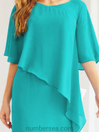 Sunnderly Formal Party Gown Dress Long Mother of The Bride Dresses with Ruffle Cape SY28026 by numbersea