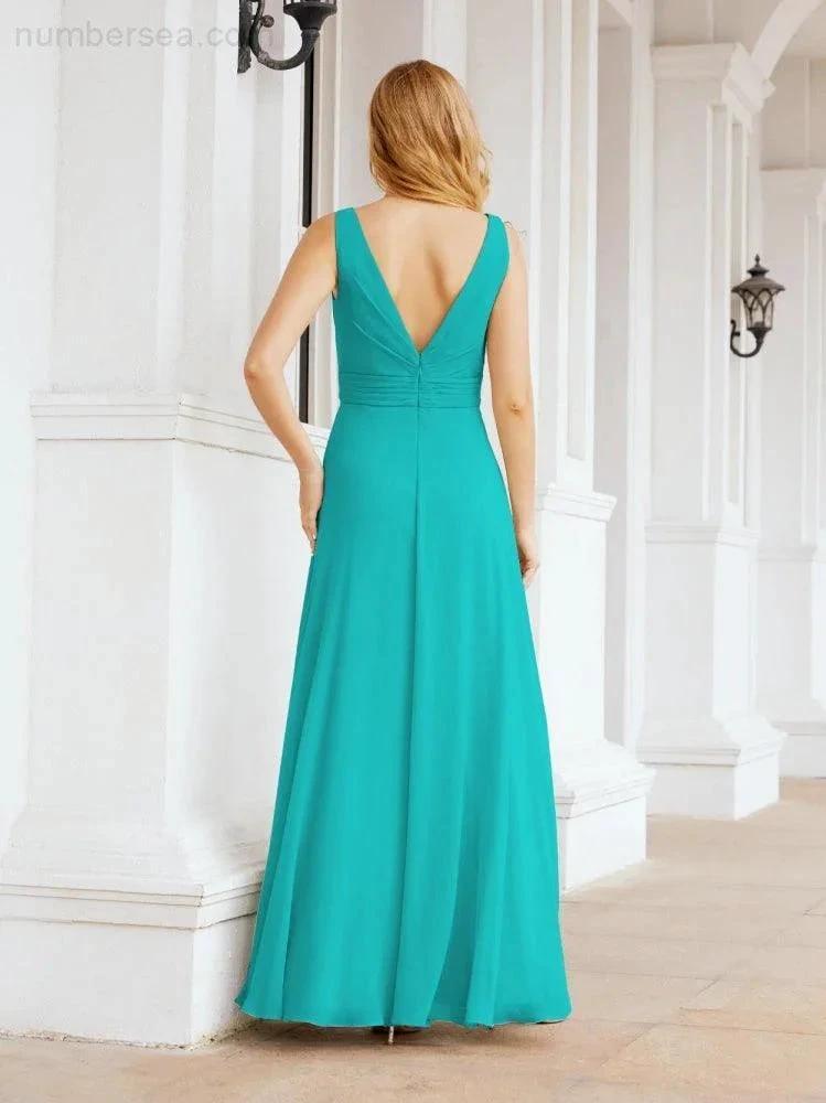 Numbersea Bridesmaid Dresses for Wedding Ruffles Long Formal Prom Gowns 28039 by numbersea