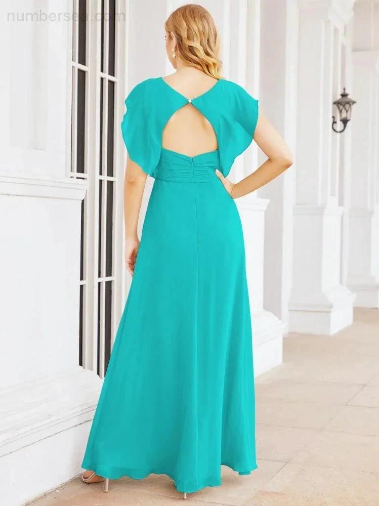 Sunnderly Bridesmaid Dresses Cape Formal Prom Dress Open Back Gowns for Mother of The Bride SY28058 by numbersea