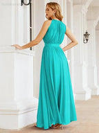 Numbersea Halter Bridesmaid Dress Empire Waist Formal Evening Prom Gown for Mother of The Bride 28030 by numbersea