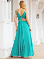 Numbersea Spaghetti Strap Bridesmaid Dresses V Neck Butterfly Back Fromal Evening Party Prom Gown 28036 by numbersea