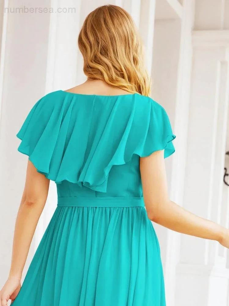 Bridesmaid Dresses with Flutter Sleeves Formal Evening Party Prom Gowns 28044 by numbersea
