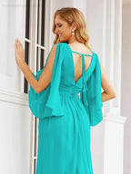 Numbersea Bridesmaid Dresses with Split for Wedding Party Flutter Sleeves 28045 by numbersea