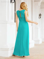 Formal Prom Gown Elegant V-Neck Sleeveless Bridesmaid Dresses for Wedding Party 28037 by numbersea