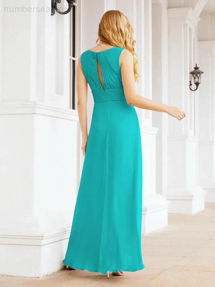 Formal Prom Gown Elegant V-Neck Sleeveless Bridesmaid Dresses for Wedding Party 28037 by numbersea