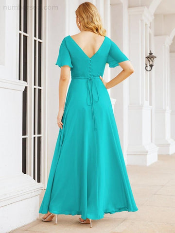 Numbersea Formal Prom Gowns for Mother of The Bride Short Sleeves Bridesmaid Dress 28049