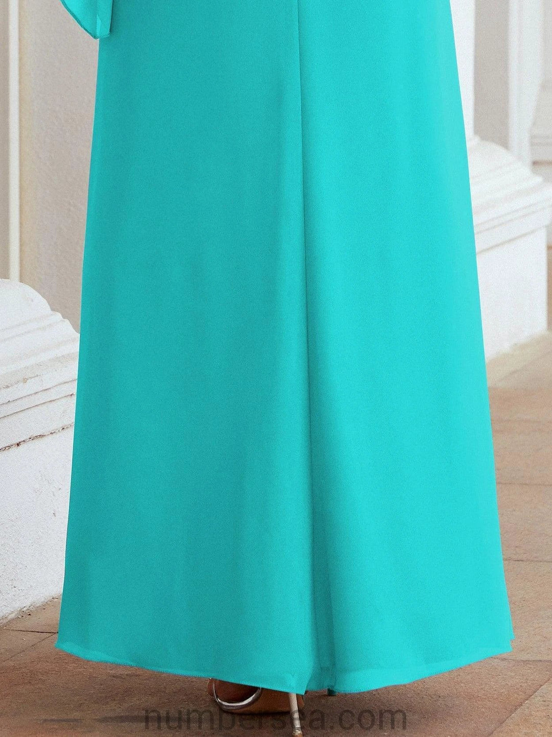 Sunnderly Formal Party Gown Dress Long Mother of The Bride Dresses with Ruffle Cape SY28026 by numbersea