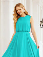 Numbersea Sleeveless Long Bridesmaid Dress A line Formal Evening Prom Gown 28025