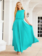 Numbersea Sleeveless Long Bridesmaid Dress A line Formal Evening Prom Gown 28025