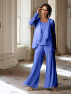 Chiffon Long Sleeves Mother of the Bride Pantsuits with Jacket