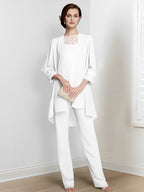 Chiffon Long Sleeves Mother Of The Bride Pantsuits With Jacket