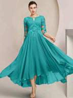 A-Line/Princess Scoop Tea-Length Mother of the Bride Dresses by Dreamylily