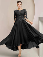 A-Line/Princess Scoop Tea-Length Mother of the Bride Dresses by Dreamylily