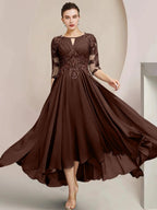 A-Line/Princess Scoop Tea-Length Mother of the Bride Dresses by Dreamylily