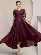 A-Line/Princess Scoop Tea-Length Mother of the Bride Dresses by Dreamylily