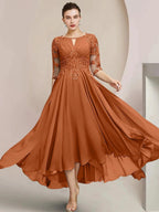A-Line/Princess Scoop Tea-Length Mother of the Bride Dresses by Dreamylily
