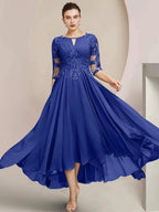 A-Line/Princess Scoop Tea-Length Mother of the Bride Dresses by Dreamylily