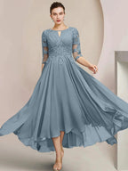 A-Line/Princess Scoop Tea-Length Mother of the Bride Dresses by Dreamylily