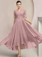 A-Line/Princess Scoop Tea-Length Mother of the Bride Dresses by Dreamylily