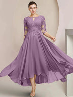 A-Line/Princess Scoop Tea-Length Mother of the Bride Dresses by Dreamylily