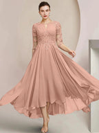A-Line/Princess Scoop Tea-Length Mother of the Bride Dresses by Dreamylily