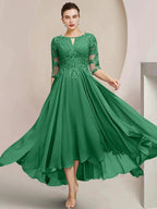 A-Line/Princess Scoop Tea-Length Mother of the Bride Dresses by Dreamylily