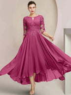 A-Line/Princess Scoop Tea-Length Mother of the Bride Dresses by Dreamylily