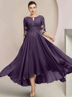 A-Line/Princess Scoop Tea-Length Mother of the Bride Dresses by Dreamylily