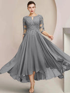 A-Line/Princess Scoop Tea-Length Mother of the Bride Dresses by Dreamylily