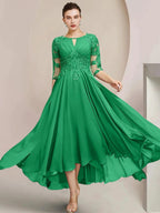 A-Line/Princess Scoop Tea-Length Mother of the Bride Dresses by Dreamylily