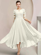A-Line/Princess Scoop Tea-Length Mother of the Bride Dresses by Dreamylily