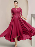 A-Line/Princess Scoop Tea-Length Mother of the Bride Dresses by Dreamylily